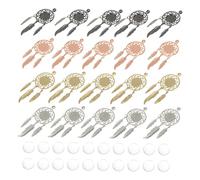 OFFSCH 40pcs Dream Catchers Pendants with Glass Cabochons Wall Adornment for Home Decor Bedroom Nursery and Cafe and Chic Decorative Ornaments in White Light Gold Rose Gold and Gun Black
