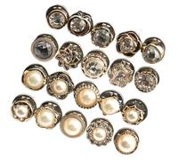 OFFSCH 40Pcs Mixed Pearl Buttons and Five-Petal Rhinestone Flower Buttons, Round Sew-On Cloth Accessories for Shirts, Sweaters, Wedding Dresses, Decorative Sewing Studs for Clothing