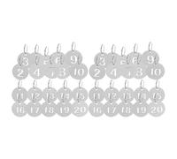 OFFSCH 40Pcs Stainless Steel Number Tags Hanging Key Identifier Tags with Rings for Office, Locker, Luggage Organization, Numbered Key Labels 1-20 (2 Sets)