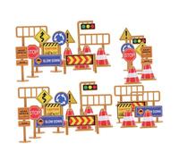OFFSCH 45pcs Mini Traffic Sign Playset for Plastic Roadblocks with Traffic Lights and Barricades Educational Street Sign Models for Creative Road and Travel Entertainment