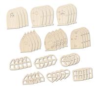 OFFSCH 48Pcs Unpainted Wooden Fairy House Doors DIY Craft Slices Blank Door for Painting and Home Decoration Natural Wood Material Safe for Creative Garden Ornaments