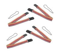 OFFSCH 4pcs Adjustable Braided Ukulele Guitar Straps Ethnic Bohemian Woven Cotton Shoulder Belts for Soprano Concert Tenor Banjo Embroidered Design