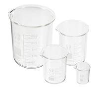 OFFSCH 4PCS Borosilicate Glass Beaker Set Graduated Measuring Cups Spout for Lab Experiments Chemistry and Science Projects Sturdy Lab Glassware for Students and Professionals