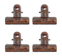 OFFSCH 4pcs Bull Clips: Metal Binder Bulldog Clips with Retro Rust Pattern - Photo Paper Clamps for Office Newspaper School Store Pictures Display