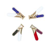 OFFSCH 4Pcs Chemistry Experiment Brooch with Beaker Badge Clips Creative Scientist Pins for Clothes Bags Hats Unique Ornament Gift for Women and Teens Random Color