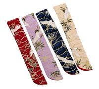 OFFSCH 4pcs Chinese Style Folding Hand Fan Pouch Vintage Handheld Fan Carrying Bag for Festivals Daily Use and Outdoor Storage Elegant Design with Beige Purple and Dark Red Patterns