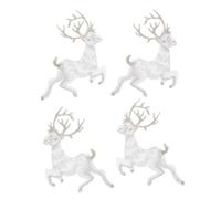 OFFSCH 4pcs Christmas Embroidered Deer Cloth Patches Rayon Sew Appliques Festive Xmas Decoration for Costumes and Crafts