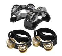 OFFSCH 4pcs Double Row Foot Tambourine Percussion Pedal with Metal Bells for Adults Musical Instrument for Acoustic Guitarists Clear Jingles for Concerts Music Classes and Live