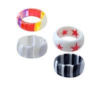 OFFSCH 4pcs Layered Resin Finger Rings for Women Statement Jewellery