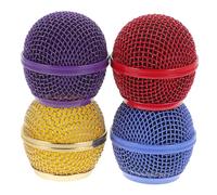 OFFSCH 4pcs Microphone Metal Grille Replacement Mesh Grill Covers Compatible with Sm58 Mic Accessories, Colourful Metal Head Mesh for Live Performance and Studio Recording