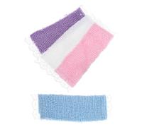 OFFSCH 4pcs Miniature Dollhouse Bath Towels with Lace Pattern Soft Cloth Bathroom Accessories for Dollhouse Realistic Tiny Towels in White Purple Blue Pink for Miniature Bathroom