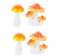 OFFSCH 4Pcs Miniature Resin Mushroom Decorations Realistic Handcrafted Statues for Micro Landscape Fairy Garden Ornaments Compact Courtyard Decor with Yellow and Red Mushrooms