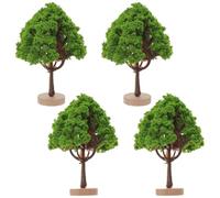 OFFSCH 4Pcs Miniature Street Trees 4.5Cm Artificial Simulation Tree Models with 2Cm Base for Model Train Scenery DIY Landscape Craft Decor