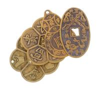 OFFSCH 4pcs Multi-function Vintage Brass Chinese Feng Shui Coins with Traditional Auspicious Luck and Wealth Charm for Decoration Divination and Cultural Collecting