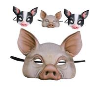OFFSCH 4pcs Pig Half Face Animal Masquerade Masks for Halloween Carnival Christmas Party Cosplay Lightweight Material Comfortable Fit for Themed Outdoor Events
