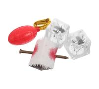 OFFSCH 4pcs Plastic Ice Cubes with Bugs Water Props Water Spray Ring Halloween Prank Nail Fake Ice Cubes Nail in Your Finger Fake Props Tricky Funny
