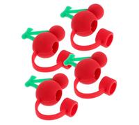 OFFSCH 4pcs Reusable Cherry Straw Caps Silicone Covers for Tumblers Straw Protectors for Outdoor Water Bottles