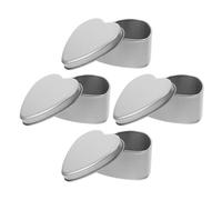 OFFSCH 4Pcs Silver Heart-Shaped Tinplate Candy Boxes for Valentine’S Day Candy Storage, Wedding Favor Heart Containers, Decorative Sweet Packaging