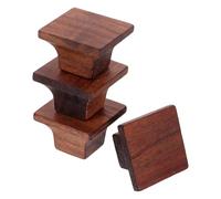 OFFSCH 4pcs Solid Wood Cabinet Knobs for Wardrobes and Dressers, Coffee | Nordic Minimalist Style, Natural Grain Finish, Smooth Surface, Suitable for Home Renovation and Modern Decor