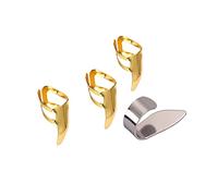 OFFSCH 4pcs Stainless Steel Thumb Finger Picks Ultra Thin Portable Carry for Guitar Bass Playing Accessories Golden Silver