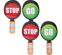 OFFSCH 4pcs Stop Signs: Handheld Stop Traffic Signs for Kids - Dual-Sided Red Green Color Signal Lights Hand Paddles for Kids Teaching Traffic Safety