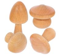 OFFSCH 4pcs Wooden Mushroom Wall Hooks Nail Decorative Hangers for Bedroom Bathroom Closet Intricately Carved Wood Hooks Smooth Finish for Organizing Home Decor