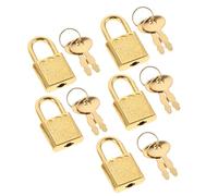 OFFSCH 5 Sets Pirate Treasure Chest Padlocks with Keys Antique Metal Box Latches in Gold Tone Decorative Retro Lock Kit for Wooden Boxes and Trinket Storage