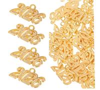 OFFSCH 50 Pcs Year Alloy Pendant Charms for Jewelry Making Durable Metal Craft Charms for Bracelets Necklaces Keychains and DIY Accessories with Elegant Typography Design