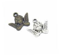 OFFSCH 50PCS DIY Jewelry Making Pendants Angel Head Metal Charm Retro Alloy Elf Pendants for Necklace Bracelet Keychain Crafting Antique Silver