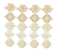 OFFSCH 50pcs Golden Baroque Filigree Connector Charms Double Hole Heart Linking Flat Chinese Knot Metal Pendants for DIY Jewelry Making Bracelet Necklace Earring Craft