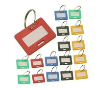 OFFSCH 50pcs Key Tags Plastic Metal Key Tags Labels and Metal Labels for Security and Luggage Tracker