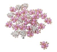 OFFSCH 50pcs Pearl Flower Rhinestone Accessories Jewelry Rhinestone Embellishments Hair Clip Decors Craft Accessory Purple Plastic