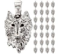 OFFSCH 50pcs Silver Wolf Head Alloy Charms for Necklaces DIY Jewelry Making Bulk Keychain Pendants Animal Themed Accessories for Bracelets