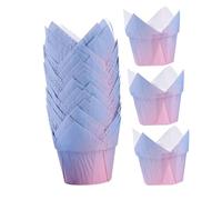 OFFSCH 50pcs Tulip Cupcake Liners Paper Baking Cups Oil Muffin Wrappers for Home Kitchen Bakery Shops Grease Resistant Tulip Muffin Liners Easy to Demould and Dispose