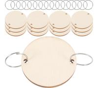 OFFSCH 50pcs Wooden Plaque Calendar Set with Iron Loops Round Hanging Discs for Birthday Reminder Decoration for Anniversaries and Special Days Burlywood