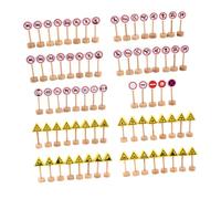 OFFSCH 50Pcs Wooden Traffic Sign for Double-sided Simulation Road Signs for Early Transportation Education and Stable Materials Enhances Symbol Recognition and Creative Thinking Skills