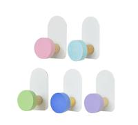 OFFSCH 5pcs Creative Self-Adhesive Multipurpose Hooks for Clothing and Accessories Wall Coat Hangers with Strong Load Capacity for Bedroom Bathroom Colorful Metal and Wood Design