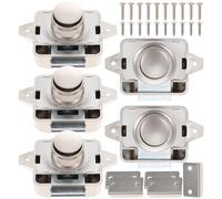 OFFSCH 5pcs Keyless Push Button Latch Lock for Cabinet Doors and Rv Use, High Performance Zinc Alloy and Abs Material, Silver Finish, Minimalist Design, Suitable for Furniture