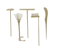 OFFSCH 5PCS Micro Landscape Rake Set for Sand Smoothing and Decoration Includes 14cm 4 Tooth Rake 18cm Sand Scraper Needle and