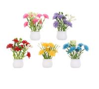 OFFSCH 5pcs Miniature Dollhouse Vase with Artificial Flowers - 1:12 Mini Flower Pot Decor for Table Centerpiece DIY Fairy Garden Micro Landscape and Shelf Styling
