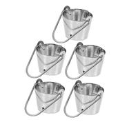 OFFSCH 5Pcs Miniature Iron Buckets for Garden Decor, Silver Tiny Bucket Figurines with Minimalist Style, for Gardening Enthusiasts and Garden Miniatures Display