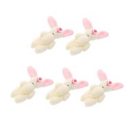 OFFSCH 5PCS Miniature Jointed Bunny Figurines Soft Plushies Cute Poseable Rabbits for Home Decoration Office Desk Rooms Adorable Gift and Party Favors