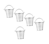 OFFSCH 5pcs Portable Iron Buckets Flower Container Garden Bucket Nordic Style Silver Multipurpose Practical Utility for Gardening Life