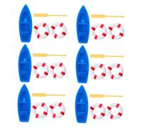 OFFSCH 6 Sets Miniature Coastal Scene Props DIY Kit with Sailboats Lifebuoys and Beach Furniture Realistic Nautical Dollhouse Decorations for Micro Landscapes and Home Display