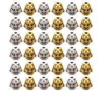 OFFSCH 60pcs Buddha Head Beads: Vintage Tibetan Spacer Beads - Antique Maitreya Charms - Metal Loose Charms for Bracelets Necklaces Yoga Jewelry Making