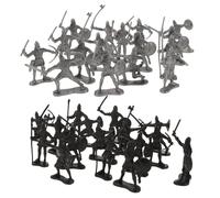 OFFSCH 60Pcs Mini Soldiers Action Figures Set Black Silver Plastic Medieval and Roman Soldiers for Boys Collectible Knight Figurines Military Model