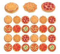 OFFSCH 60pcs Miniature Dollhouse Pizza Model - Realistic Resin Food Pretend Play Mini Pizza Figurines Tiny Fake Food Decor for Party and Festival Display