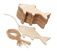 OFFSCH 60pcs Unfinished Wooden Fish Cutouts for DIY Craft Projects Rustic Ocean Nautical Wood Fish Wall Decor Ornaments for Painting and Handmade Decorations