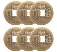 OFFSCH 6pcs Brass Chinese Divination Coins for DIY Crafts Sturdy Copper Material Feng Shui Accessories for Chinese Knot Making Ancient Luck Decorations for Success and Wealth