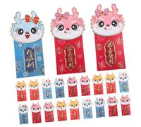 OFFSCH 6Pcs Dragon Year Red Packets Envelopes for Spring Festival with Cartoon Dragon Design Bright Colors Sturdy Material Creative Luck Money Storage for Chinese Year Celebration